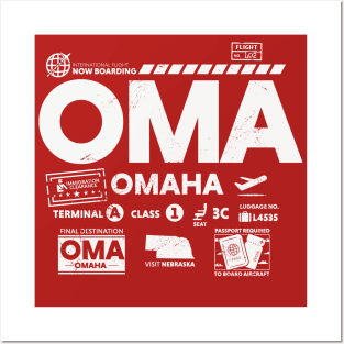 Vintage Omaha OMA Airport Code Travel Day Retro Travel Tag Nebraska Posters and Art